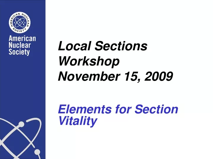 local sections workshop november 15 2009