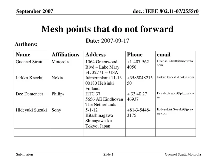 mesh points that do not forward