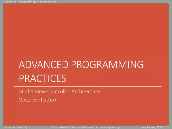 advanced programming practices