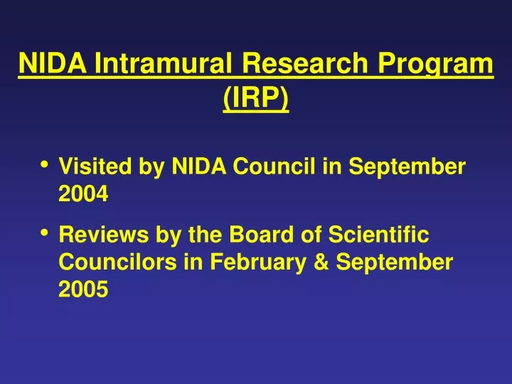 nida intramural research program irp