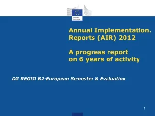 Annual Implementation. Reports (AIR) 2012 A progress report  on 6 years of activity