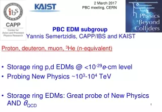 PBC EDM subgroup  Yannis Semertzidis,  CAPP/IBS and KAIST