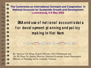 II. Taking the national accounts data in developing plans and making policies