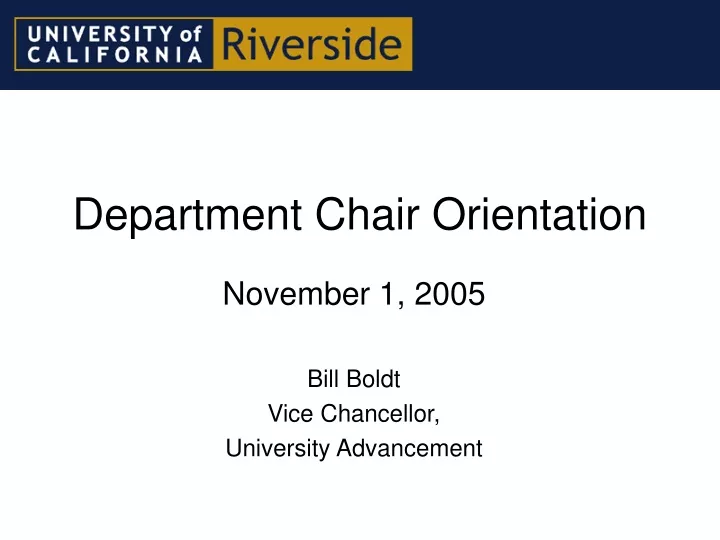 department chair orientation