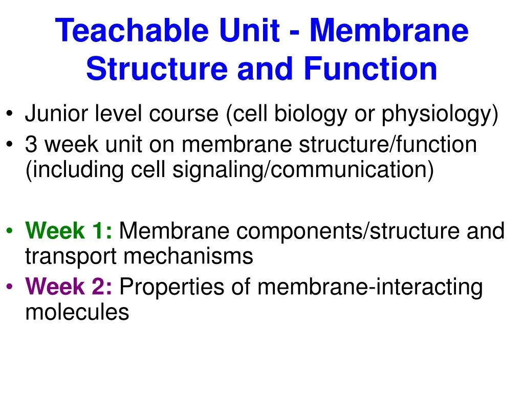 PPT - Teachable Unit - Membrane Structure and Function PowerPoint ...