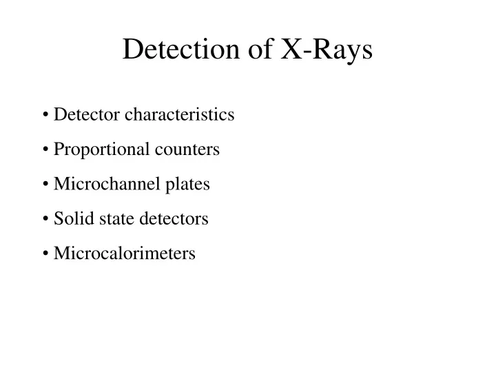 detection of x rays