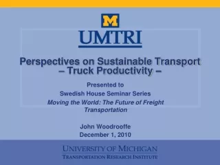 Perspectives on Sustainable Transport – Truck Productivity  –