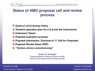 Status of AMO proposal call and review process