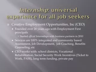 Internship : universal experience for all job seekers