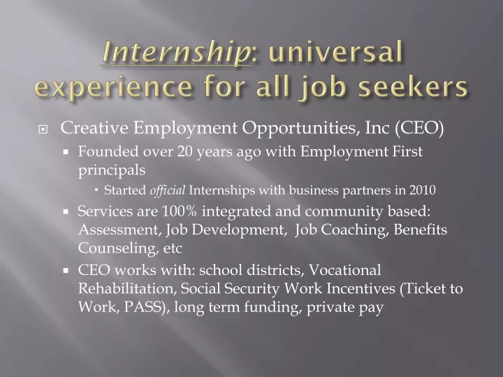 internship universal experience for all job seekers