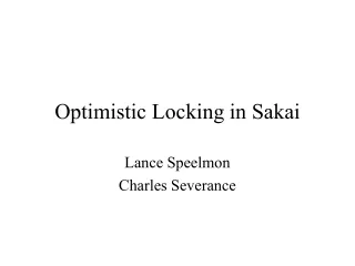 Optimistic Locking in Sakai