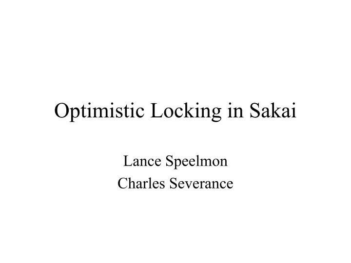 optimistic locking in sakai