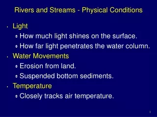 Rivers and Streams - Physical Conditions