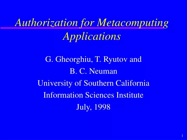 authorization for metacomputing applications