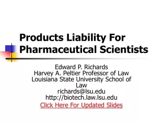 Products Liability For Pharmaceutical Scientists