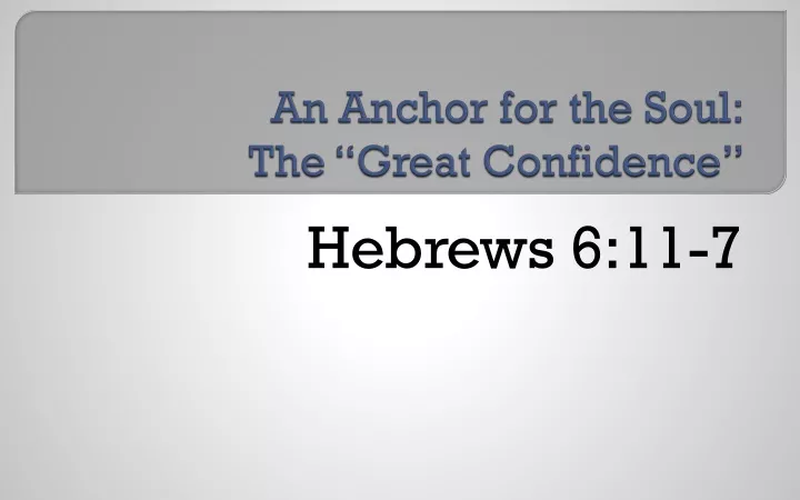 an anchor for the soul the great confidence