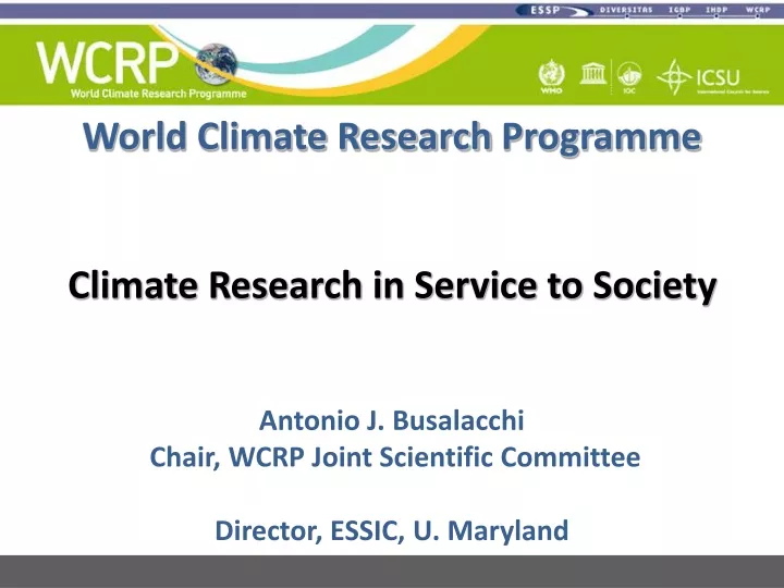 world climate research programme climate research in service to society
