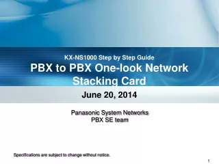 KX-NS1000 Step by Step Guide PBX to PBX One-look Network Stacking Card