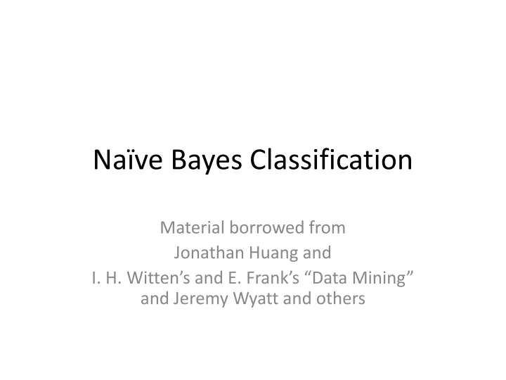 na ve bayes classification