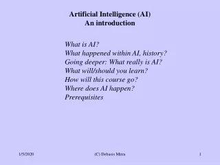 Artificial Intelligence (AI) An introduction