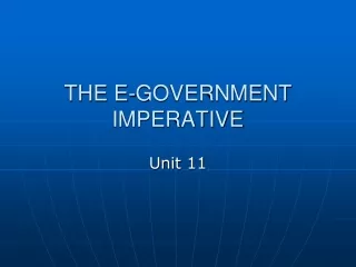 THE E-GOVERNMENT IMPERATIVE