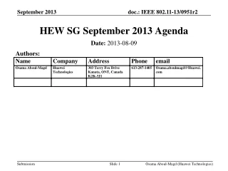 HEW SG September 2013 Agenda