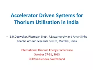 Accelerator Driven Systems for Thorium Utilisation in India