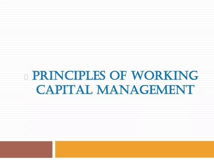 principles of working capital management