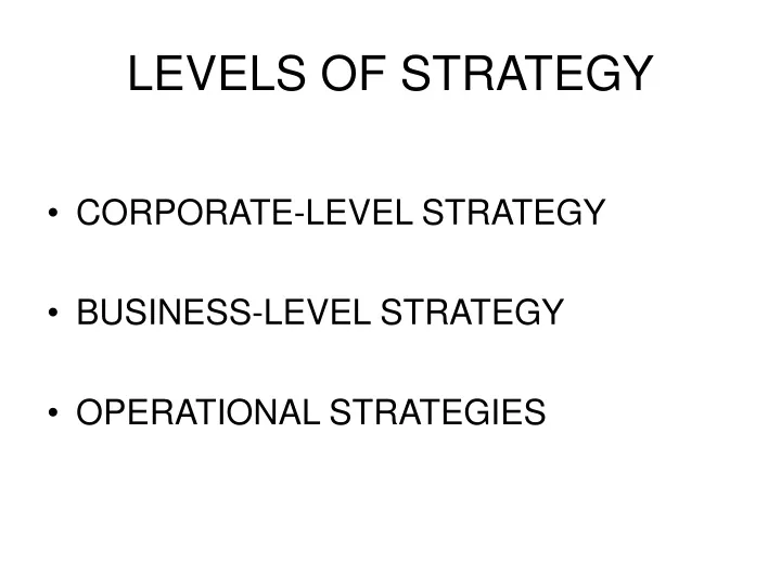 levels of strategy