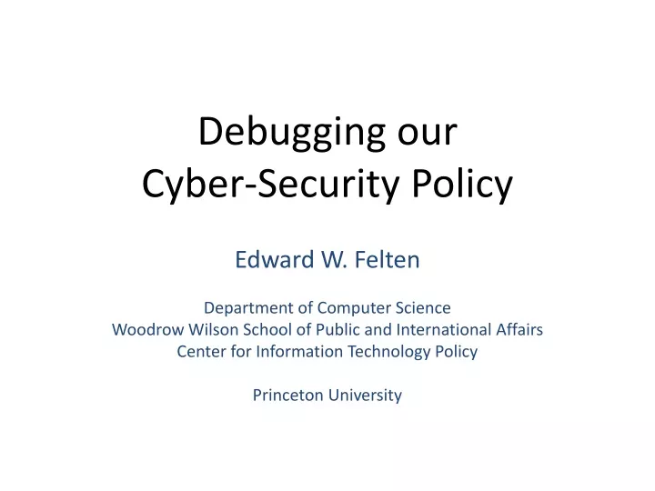 debugging our cyber security policy