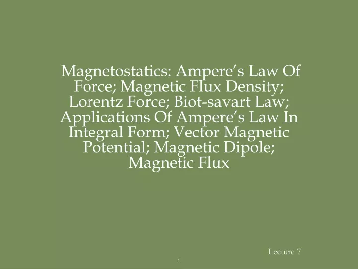 magnetostatics ampere s law of force magnetic