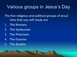 Various groups in Jesus’s Day