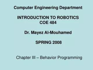 Chapter III – Behavior Programming