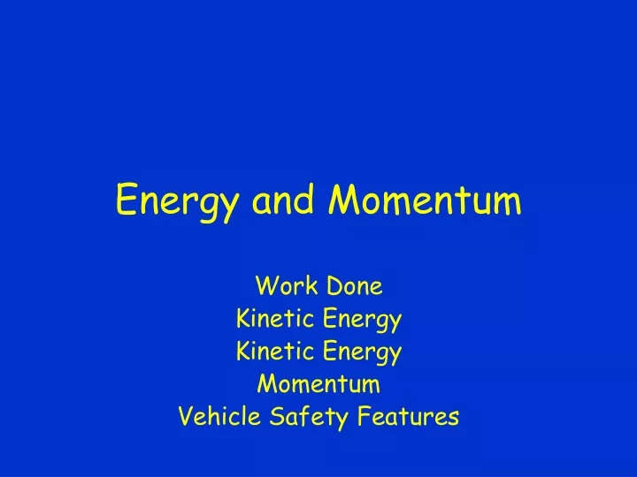 energy and momentum