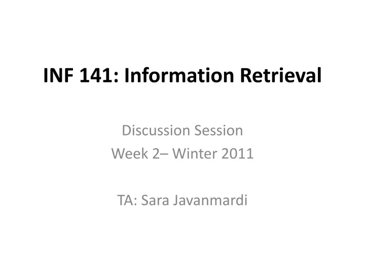 inf 141 information retrieval