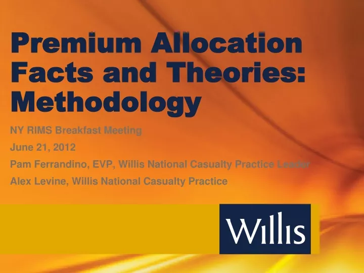 premium allocation facts and theories methodology