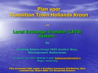 Plan voor Transition Town Hollands Kroon