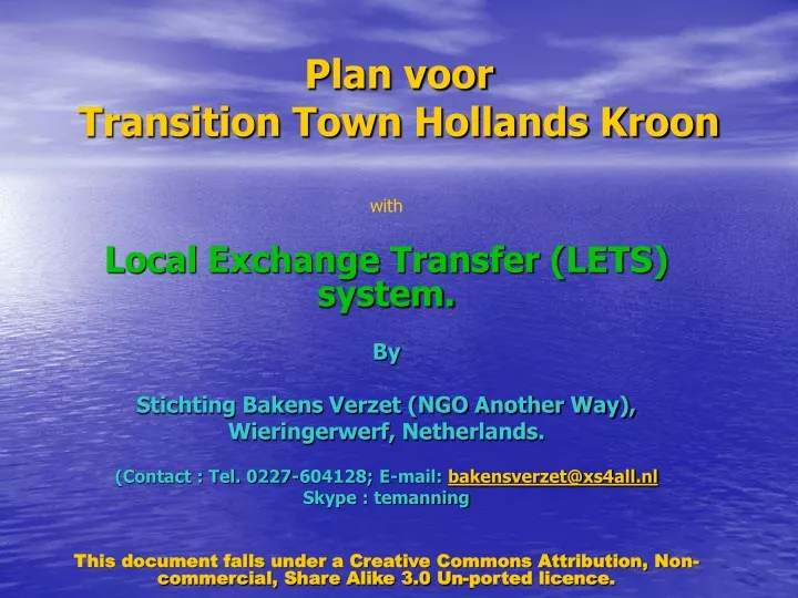 plan voor transition town hollands kroon