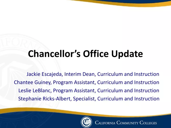 chancellor s office update