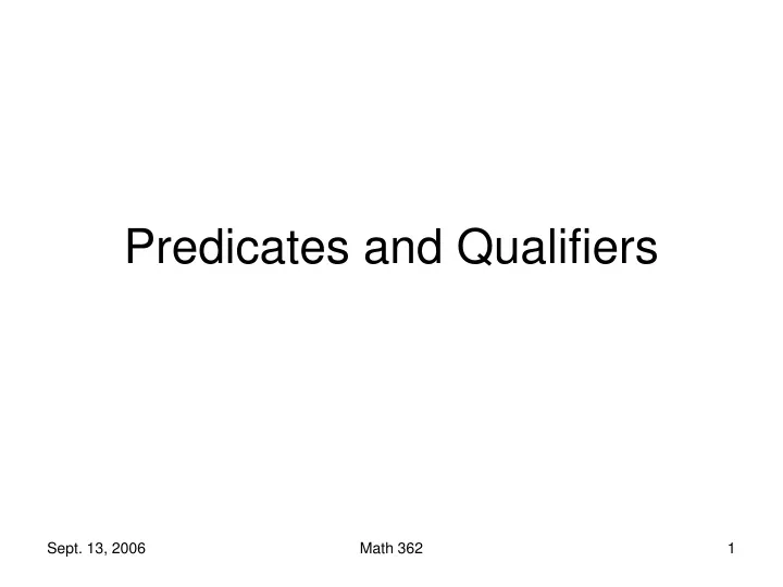 predicates and qualifiers