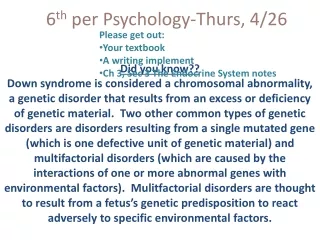 6 th  per Psychology-Thurs, 4/26