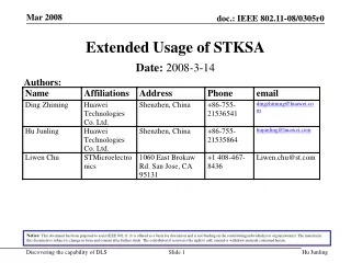 Extended Usage of STKSA