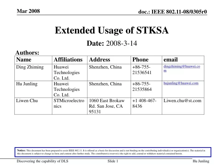 extended usage of stksa