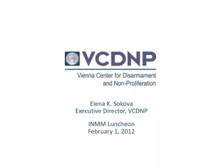 Elena K. Sokova Executive Director, VCDNP INMM Luncheon February 1, 2012