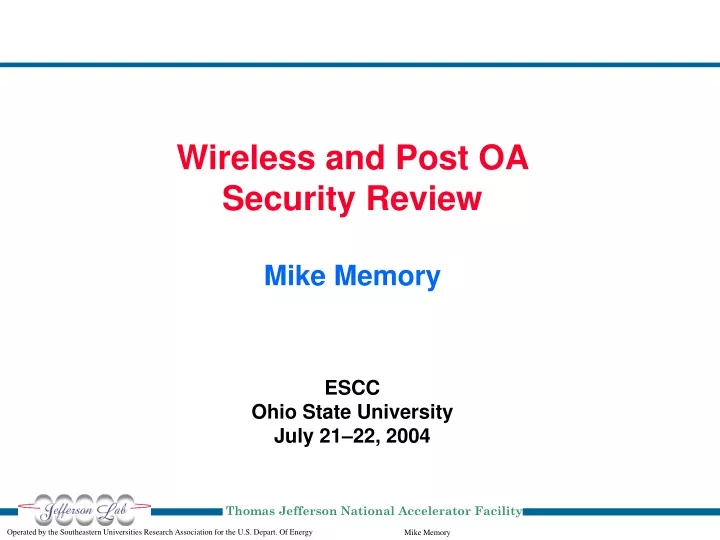 wireless and post oa security review