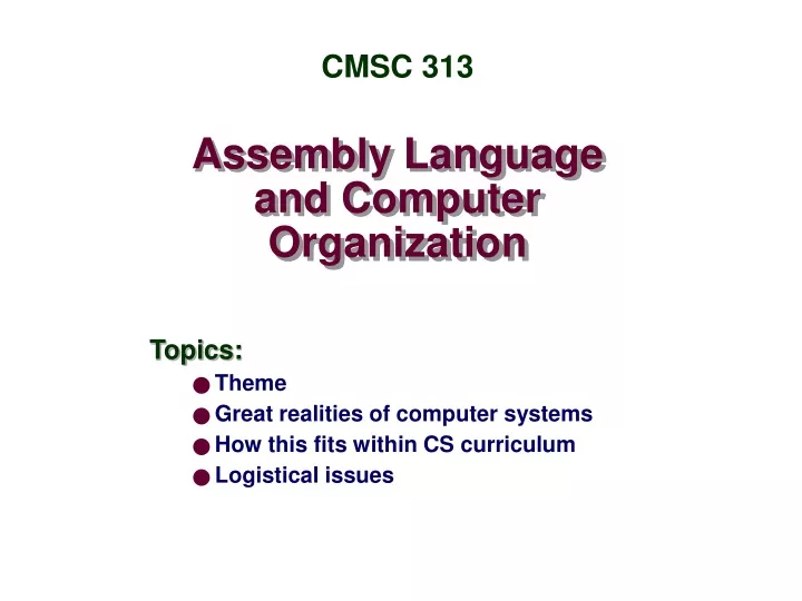 assembly language and computer organization