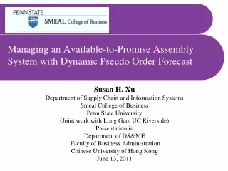 Managing an Available-to-Promise Assembly System with Dynamic Pseudo Order Forecast