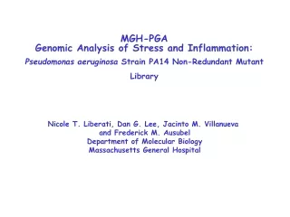 MGH-PGA Genomic Analysis of Stress and Inflammation: