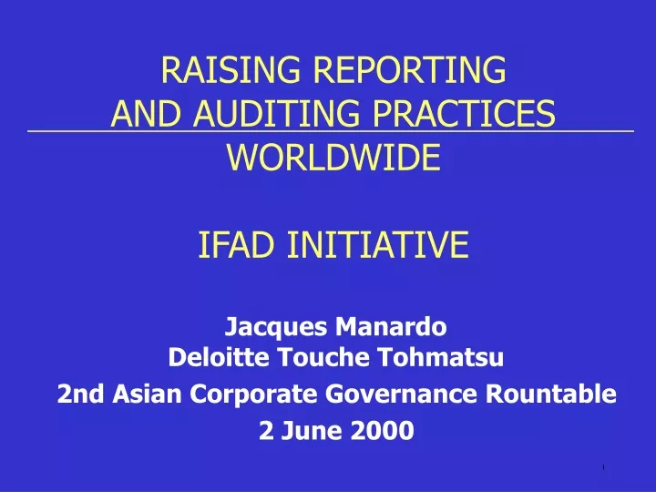 raising reporting and auditing practices worldwide ifad initiative