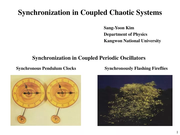 synchronization in coupled chaotic systems